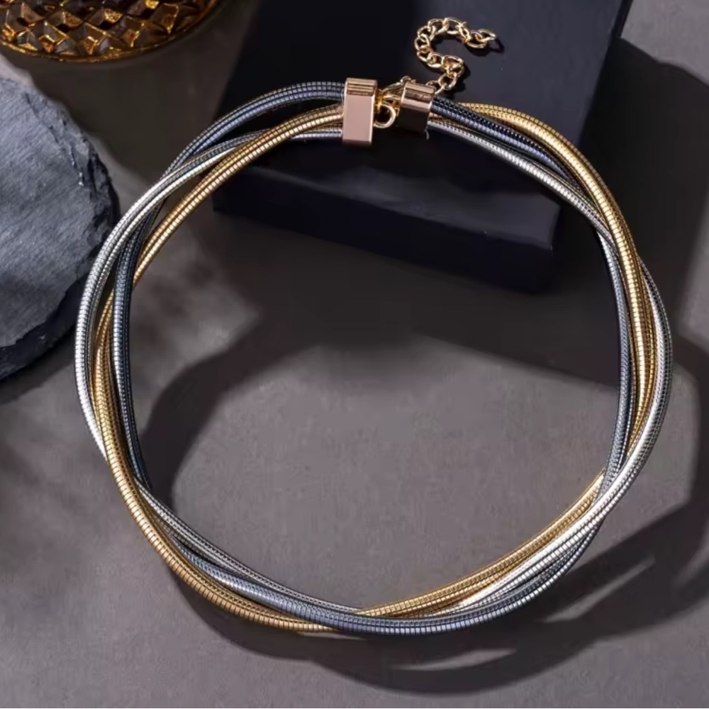 Mixed Metal Chain Necklace | Modern Minimal - Picture 3 of 4
